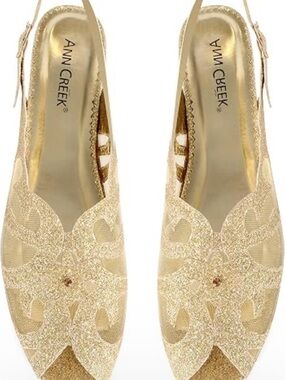 Gold Glitter Slingback Heels
